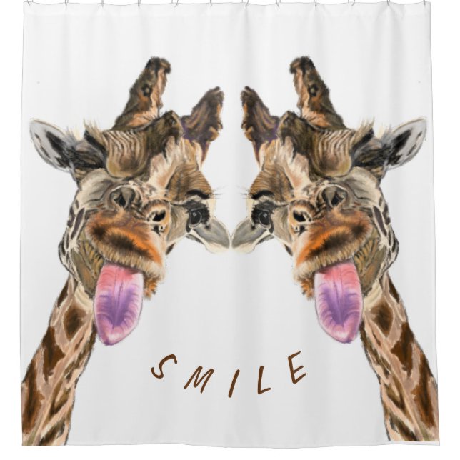 Rideau de douche amusant avec des girafes joueuses (Devant)