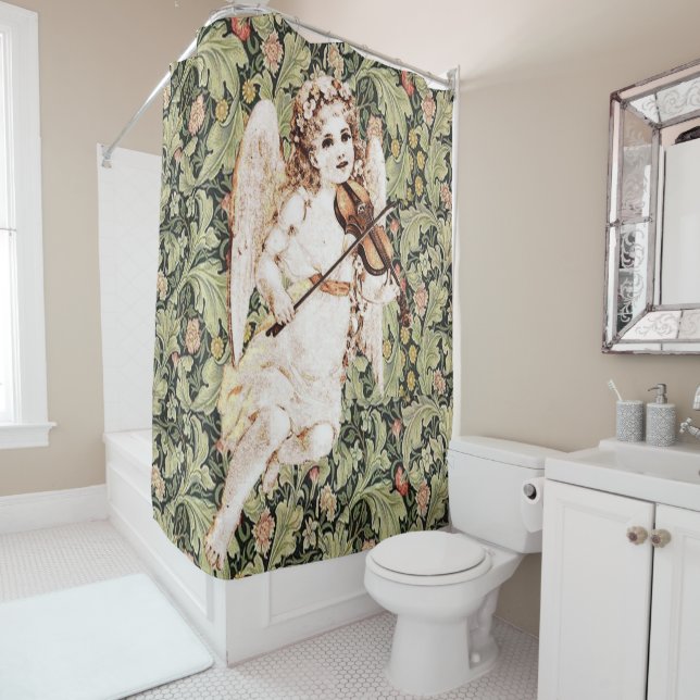 Rideau de douche Angel floral (En situation)