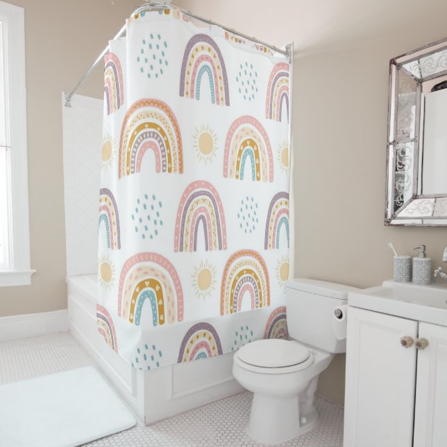 Rideau de douche Aquarelle blanche (En situation)