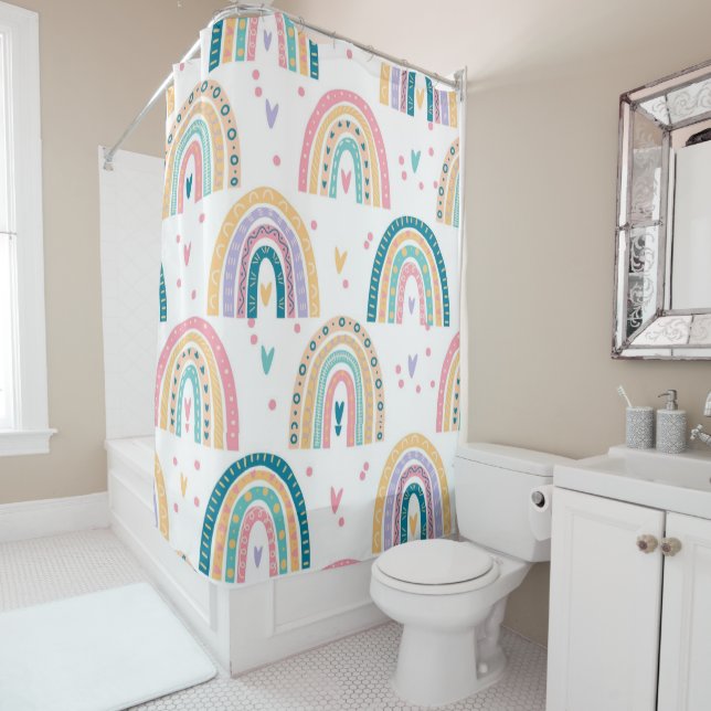 Rideau de douche Aquarelle blanche (En situation)