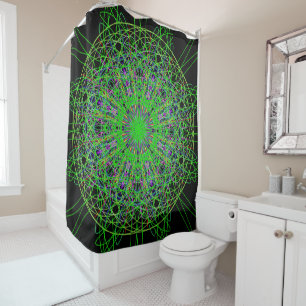 Rideau de douche, Art du kaléidoscope noir vert