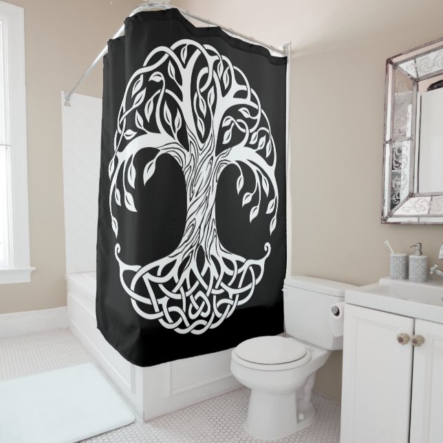 rideau de douche aux arbres celtiques (En situation)