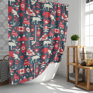 Rideau de douche aux icônes canadiennes Moose Cana
