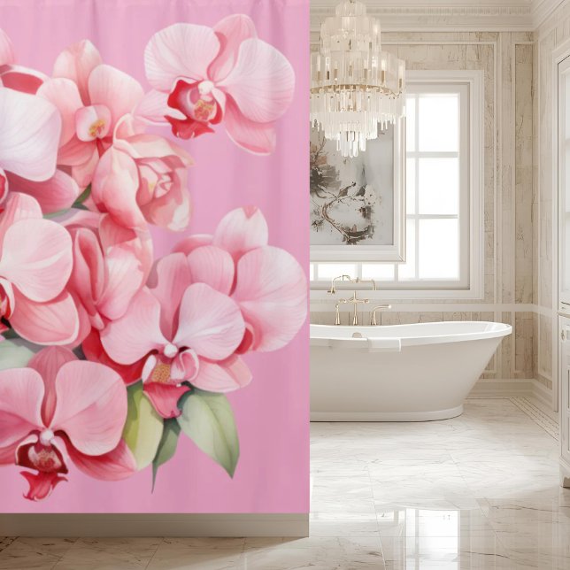 Rideau de douche aux orchidées roses élégantes (Créateur téléchargé)