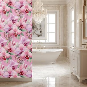 Rideau de douche aux orchidées roses élégantes