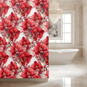 Rideau de douche aux orchidées rouges élégantes