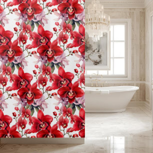 Rideau de douche aux orchidées rouges élégantes