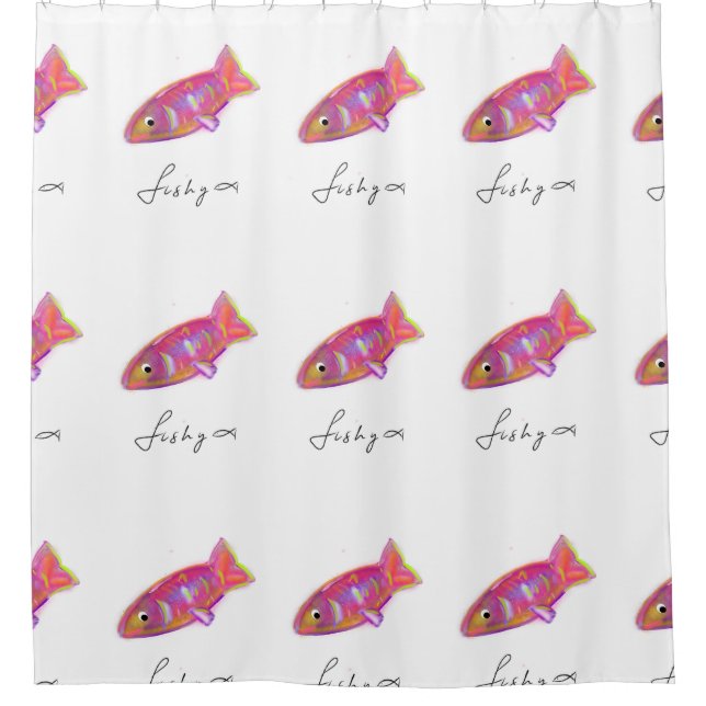 rideau de douche avec imprimé poisson (Devant)