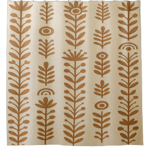 Rideau de douche beige et brun terre