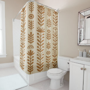 Rideau de douche beige et marron terre