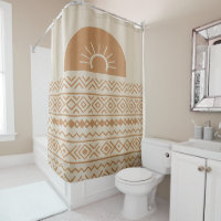 Rideau de douche beige moderne bohème