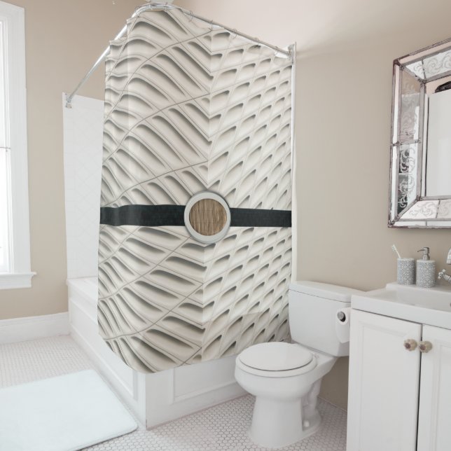 Rideau de douche Beige Noir (En situation)