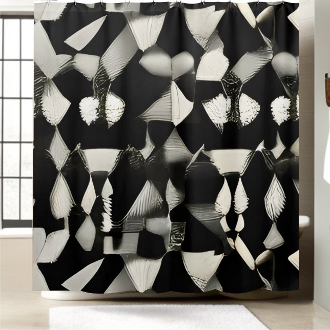 Rideau de douche blanc et noir (Créateur téléchargé)
