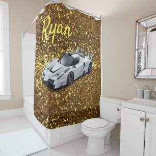 Rideau de douche Blanc Racecar Or