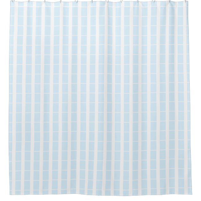 Rideau de douche bleu clair et blanc (Devant)
