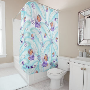 Rideau de douche Bleu pourpre Bébé Anges Plumes
