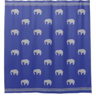 Rideau de douche bleu royal avec éléphants graphiq