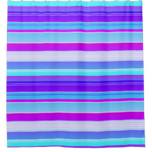 Rideau de douche bleu violet rayé