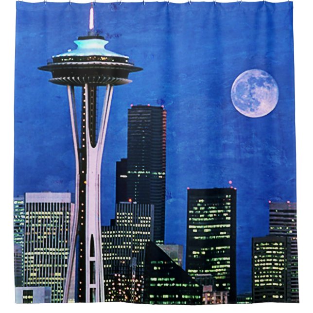 Rideau de douche Blue Seattle Skyline (Devant)