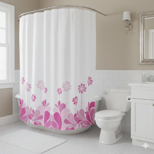 Rideau de douche bohème floral rose rétro