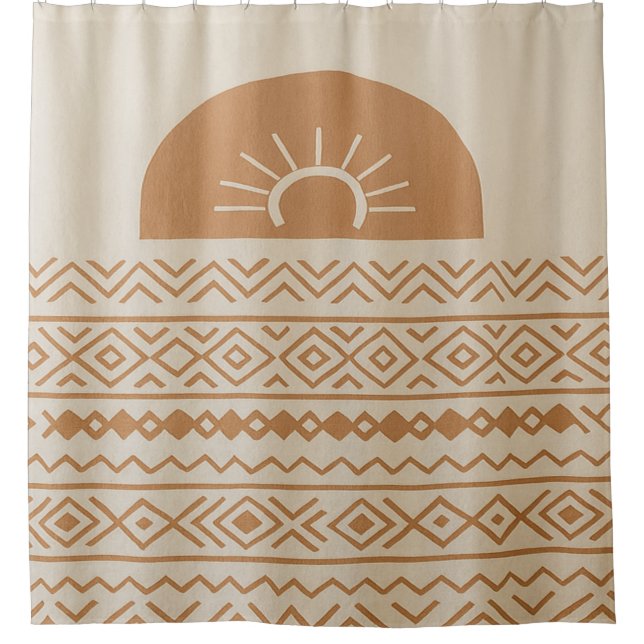 Rideau de douche bohème moderne beige (Devant)