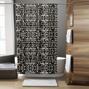Rideau de douche Boho Noir Aztec
