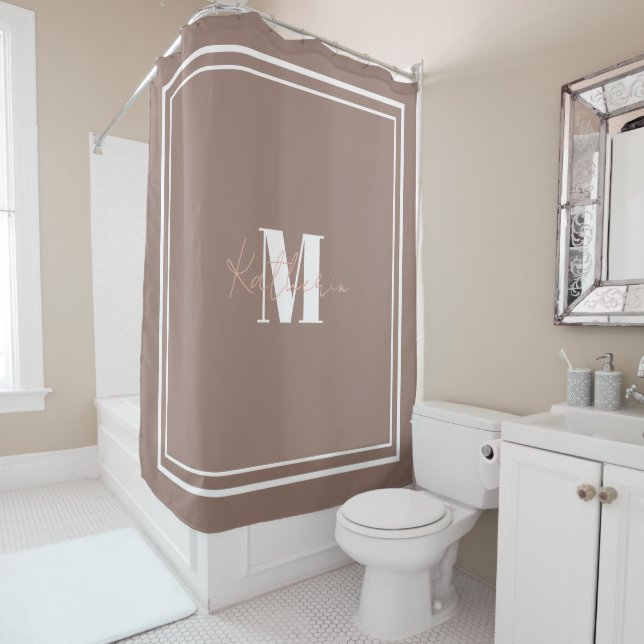 Rideau de douche Brown de Bohême Couleur 9C7F74 (En situation)