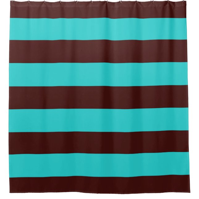 rideau de douche Brown et Aqua Stripes (Devant)