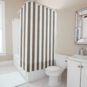 Rideau de douche Brun & Blanc Rayure