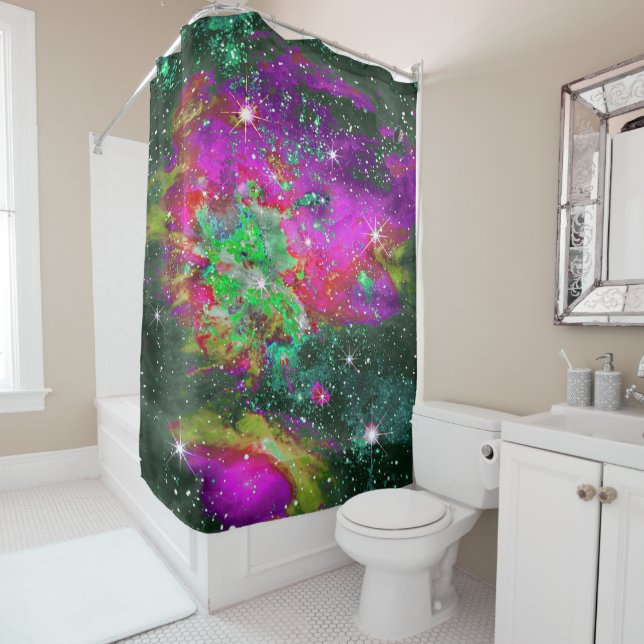 Rideau de douche céleste Star Field (En situation)