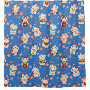 Rideau de douche Chats Chanceux Maneki Neko