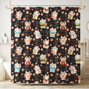 Rideau de douche Chats Chanceux Maneki Neko
