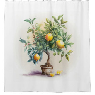 rideau de douche citron arbre | Arbre amoureux Art