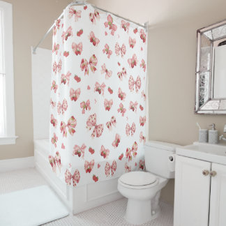 Rideau de douche Coquette Strawberry & Bow
