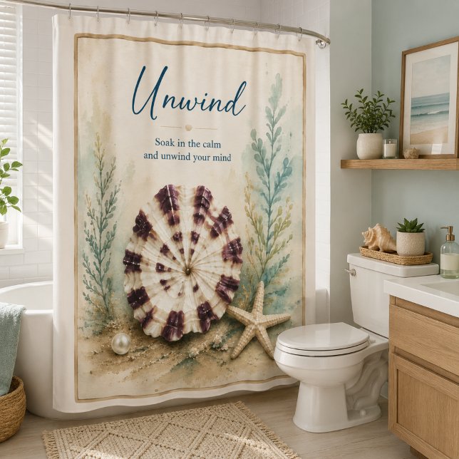 Rideau de douche coquillage détente côtière modern (Créateur téléchargé)