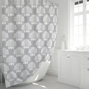 Rideau de douche Coquillage Gris & Blanc