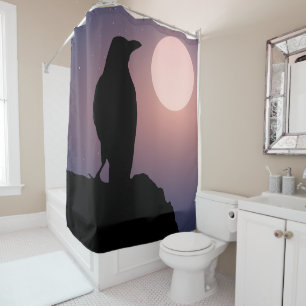 Rideau de douche Corbeau noir Lune