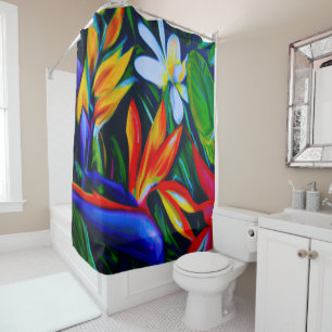 Rideau de douche d'art tropical