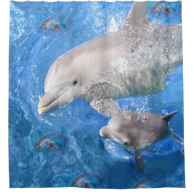 Rideau de douche, dauphins (Devant)