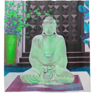 Rideau de douche de bouddha vert