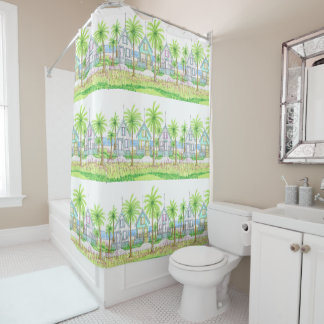 Rideau de douche de cabanes tropicales