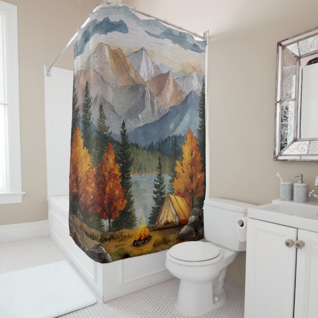 Rideau de douche de camping (En situation)