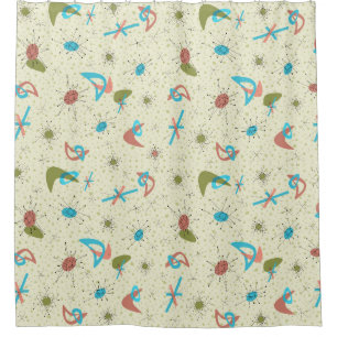 Rideau de douche de conception atomique Vintage de