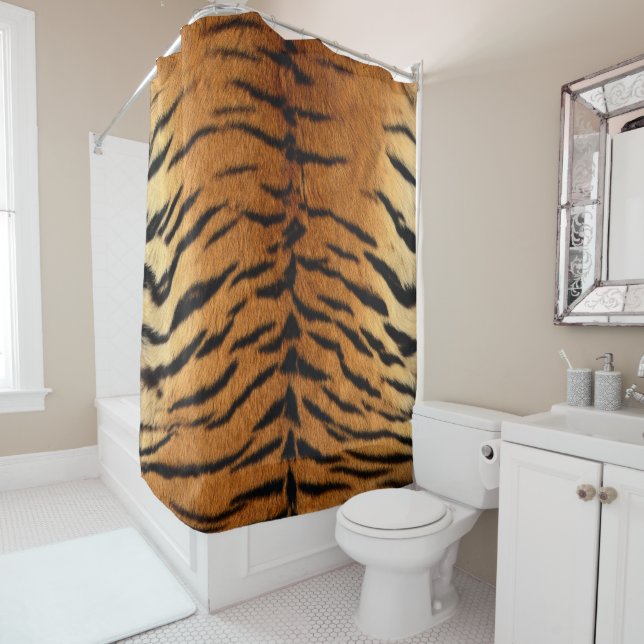 Rideau de douche de Faux Sibérie à peau de tigre (En situation)