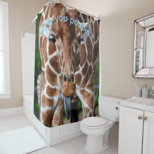 Rideau de douche de girafe amusant “Est-ce que tu 