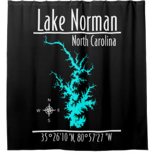 Rideau de douche de la carte du lac Norman Carolin