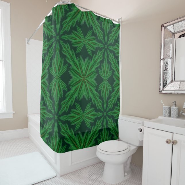 Rideau de douche de la forêt de Pine Mandala (En situation)