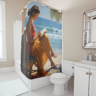 Rideau De Douche De La Maison De Plage Avec Image 