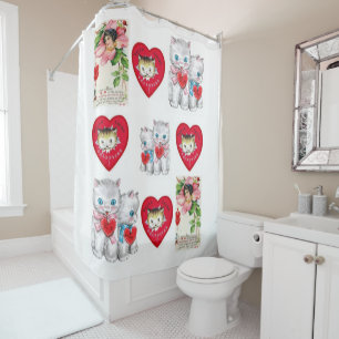 Rideau de douche de la Saint-Valentin Kittens vint