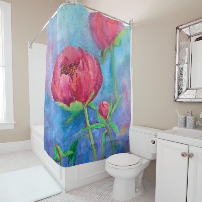 Rideau de douche de l'Alaska Peonies (En situation)